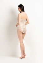 Discover the 2025 Winter collection of lingerie couture from the house Carine Gilson with this Camisole V Neckline in sand beige Silk  with ivory lace
