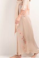 Be seduced by Carine Gilson most beautiful silk lingerie collection with this Long Kimono Classic Sleeves in powder pink Silk  with light rose lace
