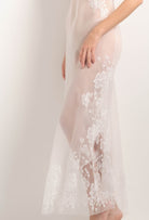 Made of silk and lace, explore the lingerie collection 2025 Summer from the house Carine Gilson with this Long Gown Straight Neckline in Natural Silk  with Natural lace
