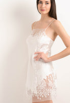 Discover the 2025 Summer collection of lingerie couture from the house Carine Gilson with this Slip Babydoll Style Straight Neckline in Natural Silk  with Natural lace