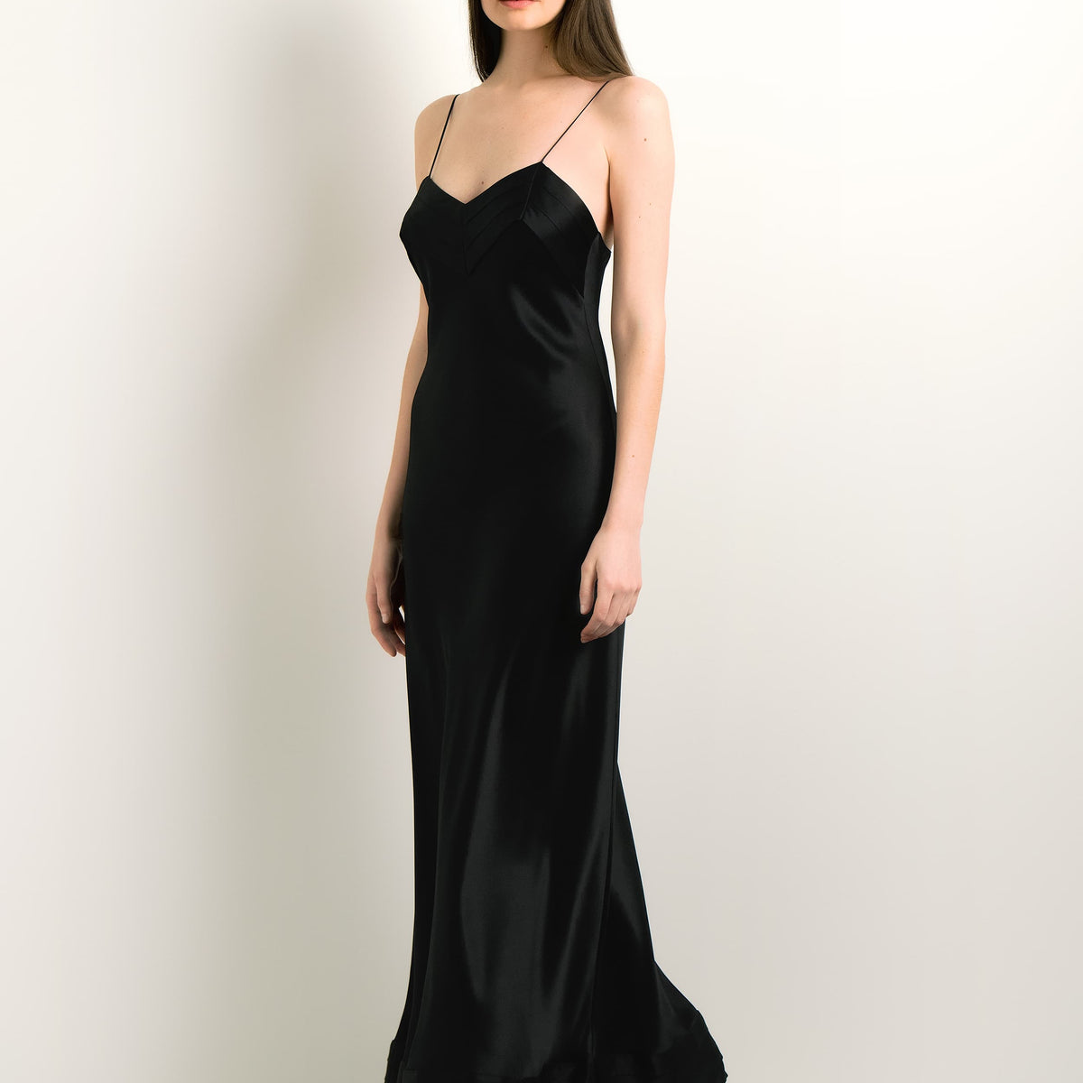 Long Silk Slip Dress - Black - Large Long Silk Slip Dress - Black - Large