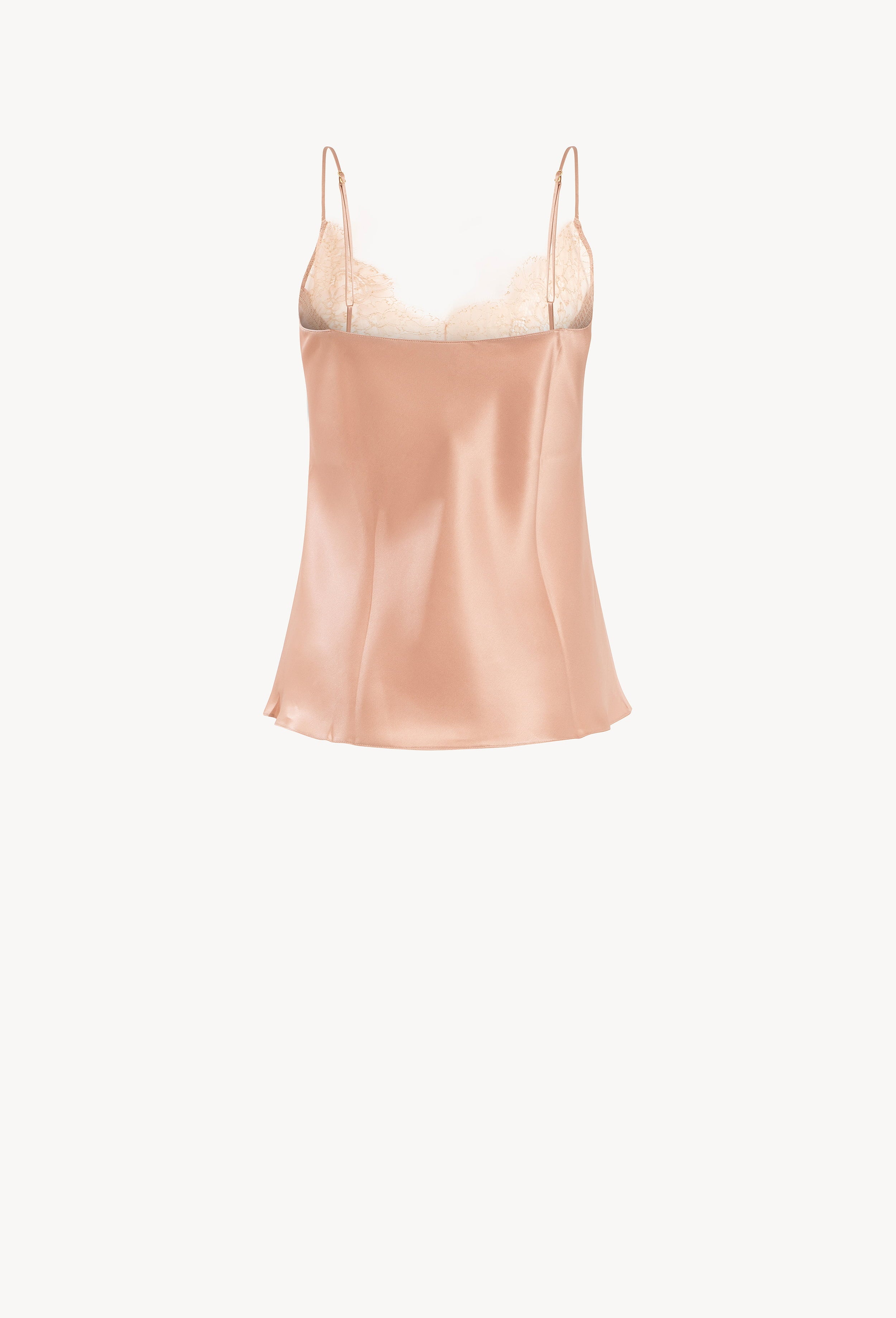 Be seduced by Carine Gilson most beautiful silk lingerie collection with this Camisole Classic in Beige vison Silk with Beige vison lace