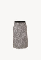 Enter Carine Gilson's world and the most beautiful silk lingerie with the Hiver 2026-27 collection with this Straight Skirt in Grey and black lace