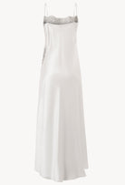 Be seduced by Carine Gilson most beautiful silk lingerie collection with this Long Dress Straight Neckline in Silver grey Silk with Grey lace