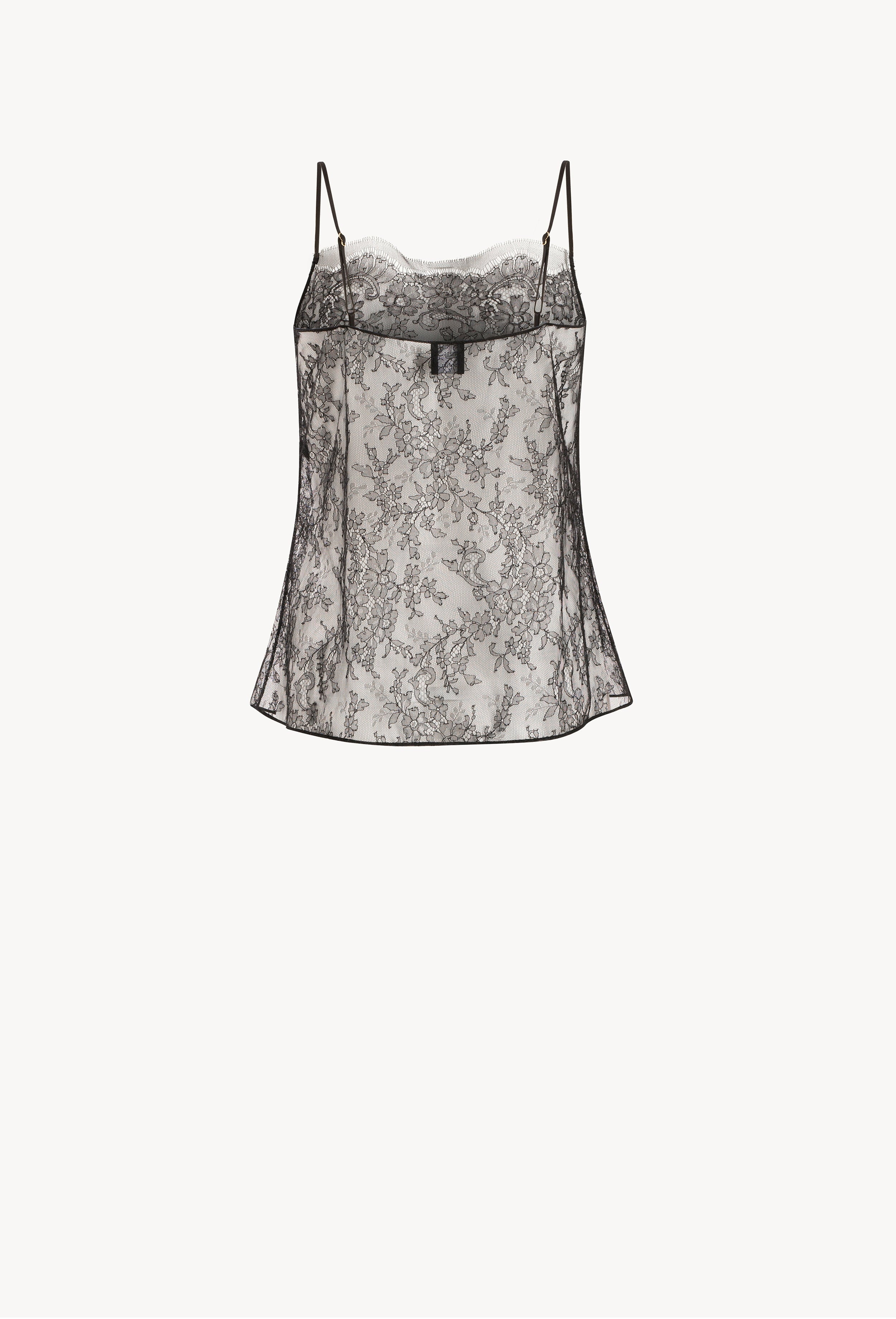 Discover the Winter 2026-27 collection of lingerie couture from the house Carine Gilson with this Camisole Straight Neckline in black lace