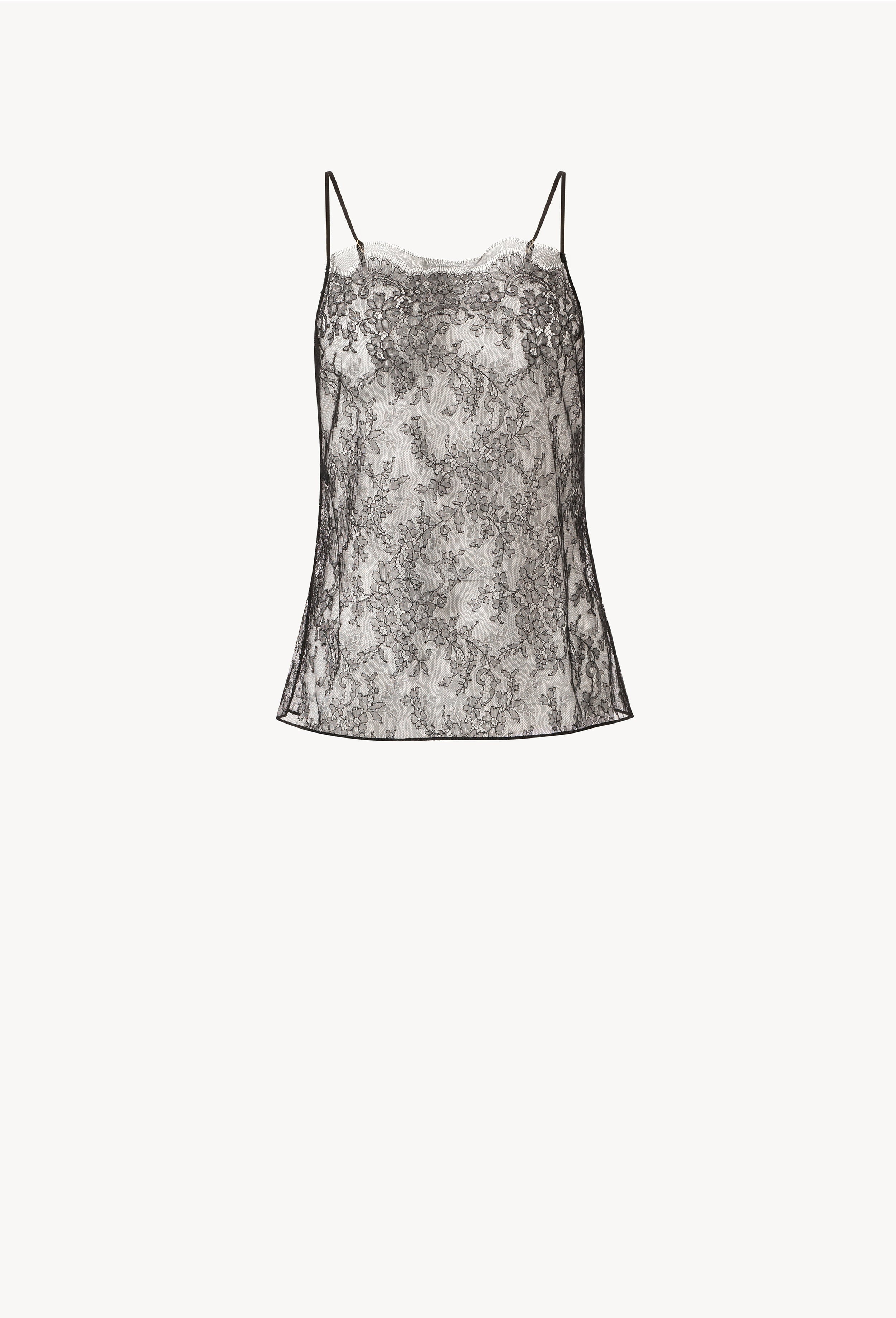 Discover the Winter 2026-27 collection of lingerie couture from the house Carine Gilson with this Camisole Straight Neckline in black lace