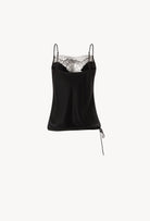 Be seduced by Carine Gilson most beautiful silk lingerie collection with this Camisole Straight Neckline in Black Silk  with Black lace