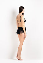 Made of silk and lace, explore the lingerie collection 2026 Cruise from the house Carine Gilson with this Floaty Shorts in black Silk  with black lace