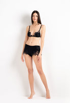 Enter Carine Gilson's world and the most beautiful silk lingerie with the 2026 Cruise collection with this Soft Triangle Bra in black Silk  with black lace
