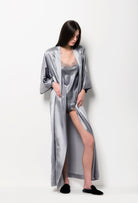 Enter Carine Gilson's world and the most beautiful silk lingerie with the Hiver 2026-27 collection with this Camisole Classic Style Silk and Lace in LeadGrey Silk  with Grey lace