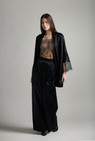 Discover the Winter 2026-27 collection of lingerie couture from the house Carine Gilson with this Camisole Straight Neckline in Black Silk  with Black lace