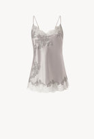 Made of silk and lace, explore the lingerie collection Hiver 2026-27 from the house Carine Gilson with this Long Top with Classic Neckline in LeadGrey Silk  with Grey lace