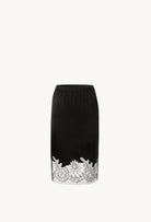 Be seduced by Carine Gilson most beautiful silk lingerie collection with this Straight Skirt in Black Silk  with Black lace