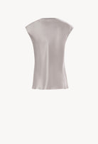 Discover the unique craftmanship of the belgian designer Carine Gilson in her atelier for the Hiver 2026-27 collection with this Top boat neck in LeadGrey Silk  with Grey lace