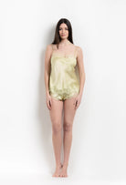 Enter Carine Gilson's world and the most beautiful silk lingerie with the 2026 Summer collection with this camisole classic style silk and lace in light yellow silk with acid yellow lace