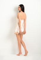 Explore the lingerie collection 2023-24 winter from the house Carine Gilson with this Babydoll Light V Neckline in light pink blush Silk with beige lace