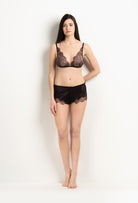Be seduced by Carine Gilson most beautiful silk lingerie collection with this Soft Bra All Lace in Ebony Silk  with Ebony lace
