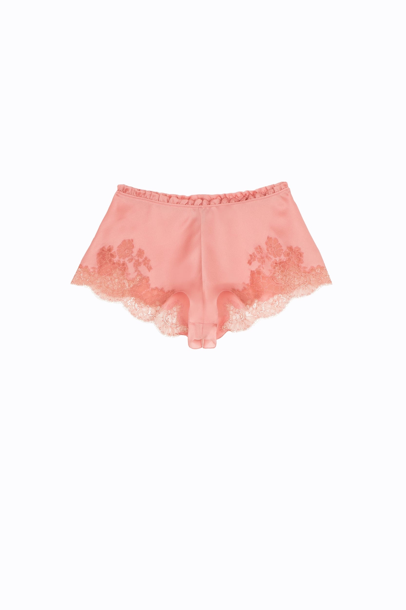 Discover the 2023 summer collection from the house Carine Gilson with this Floaty Shorts in petal pink Silk with dusty pink lace