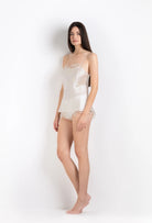 Enter Carine Gilson's world and the most beautiful silk lingerie with the 2026 Summer collection with this camisole straight neckline in ivory silk  with ivory lace