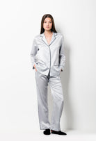 Be seduced by Carine Gilson most beautiful loungewear collection with this Pajama Top in Silver grey with contrast details
