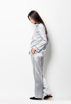 Be seduced by Carine Gilson most beautiful loungewear collection with this Pajama Top in Silver grey with contrast details