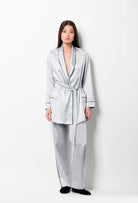 Discover the unique craftmanship of the belgian designer Carine Gilson in her atelier for the Winter 2026-27 collection with this Classic Pants in Silver grey with contrast details