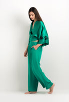 Be seduced by Carine Gilson most beautiful silk lingerie collection with this Wide Leg Pajama Pants in Jade Green Silk 