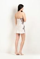 Discover the 2025 Winter collection of lingerie couture from the house Carine Gilson with this Slip Babydoll Style Straight Neckline in Pearl Silk  with Ebony lace