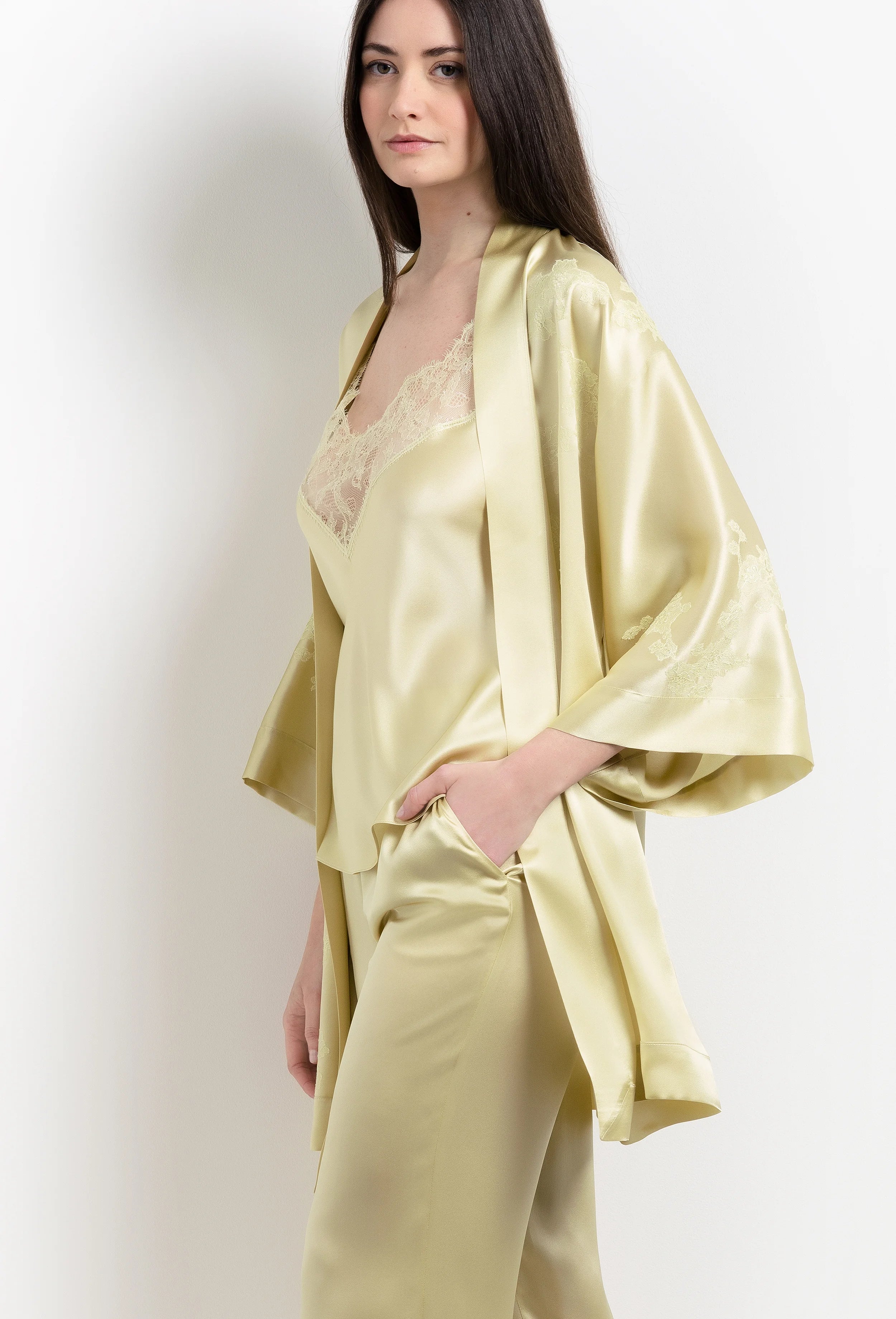 Discover the unique craftmanship of the belgian designer Carine Gilson in her atelier for the 2026 Summer collection with this Classic Pajama Pants in Silk 