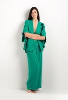 Be seduced by Carine Gilson most beautiful silk lingerie collection with this Wide Leg Pajama Pants in Jade Green Silk 