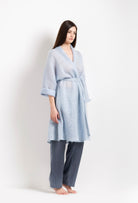 Made of mohair, explore the loungewear collection Winter 2026-27 from the house Carine Gilson with this Raglan Jacket in Blue tweed