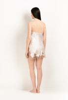 Made of silk and lace, explore the lingerie collection 2025 Winter from the house Carine Gilson with this Slip Babydoll Style Straight Neckline in ivory Silk  with Vison lace