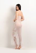 Made of silk and lace, explore the lingerie collection 2025 Summer from the house Carine Gilson with this Long Gown Straight Neckline in Natural Silk  with Natural lace