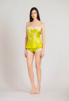 Be seduced by Carine Gilson most beautiful silk lingerie collection with this Camisole Straight Neckline in Anise green Silk with natural lace