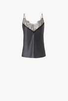 The Winter 2026-27 collection from the house Carine Gilson - The most beautiful couture lingerie to be discovered with this Camisole Classic in DarkGrey Silk  with black lace