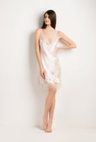 Enter Carine Gilson's world with the Summer 2022 collection and this Slip V Neckline in ivory Silk with ivory lace