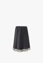 Discover the Winter 2026-27 collection of lingerie couture from the house Carine Gilson with this Skirt in DarkGrey Silk  with black lace