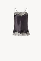 The Winter 2026-27 collection from the house Carine Gilson - The most beautiful couture lingerie to be discovered with this Camisole Straight Neckline in DarkGrey Silk  with black 