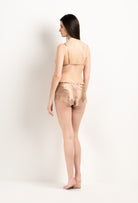 Enjoy the 2025 Winter collection of lingerie couture from the house Carine Gilson with this Floaty Shorts in Vison Silk  with Vison lace