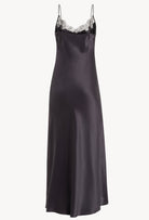 Made of silk and lace, explore the lingerie collection Winter 2026-27 from the house Carine Gilson with this Long Dress Classic Style in DarkGrey Silk  with black lace