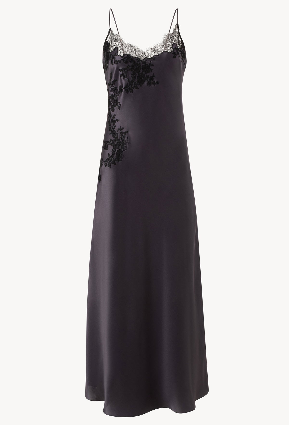 dark grey slip dress Long silk - DarkGrey and black Ceres lace YGroup_colourway-higher