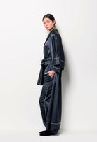 Enjoy the Winter 2026-27 collection of lingerie couture from the house Carine Gilson with this Pajama Top in DarkGrey with contrast Silk