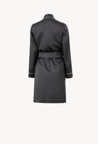 Made of silk and wool, explore the lingerie collection Winter 2026-27 from the house Carine Gilson with this Robe Classic Style 3/4 Length in DarkGrey with contrast Silk 