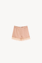 Enjoy the Winter 2026-27 collection of lingerie couture from the house Carine Gilson with this Shorts in Beige vison Silk with Beige vison lace