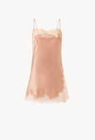 Enter Carine Gilson's world and the most beautiful silk lingerie with the Winter 2026-27 collection with this Babydoll Style Straight Neckline in Beige vison Silk  with Beige vison lace