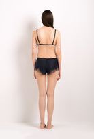 Be seduced by Carine Gilson silk lingerie collection with this Soft Triangle Bra in dark blue Silk with dark blue lace