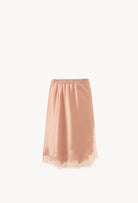 Made of silk and lace, explore the lingerie collection Winter 2026-27 from the house Carine Gilson with this Skirt in Beige vison Silk  with Beige vison lace