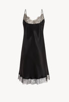 Be seduced by Carine Gilson most beautiful silk lingerie collection with this Midi dress Classic Neckline in black Silk with black lace