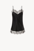 The Winter 2026-27 collection from the house Carine Gilson - The most beautiful couture lingerie to be discovered with this Long Top V Neckline with cuts in black Silk  with black lace