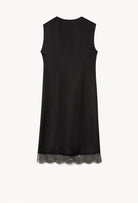 Discover the Winter 2026-27 collection of lingerie couture from the house Carine Gilson with this Midi Dress Silk with V neck in black Silk  with black lace